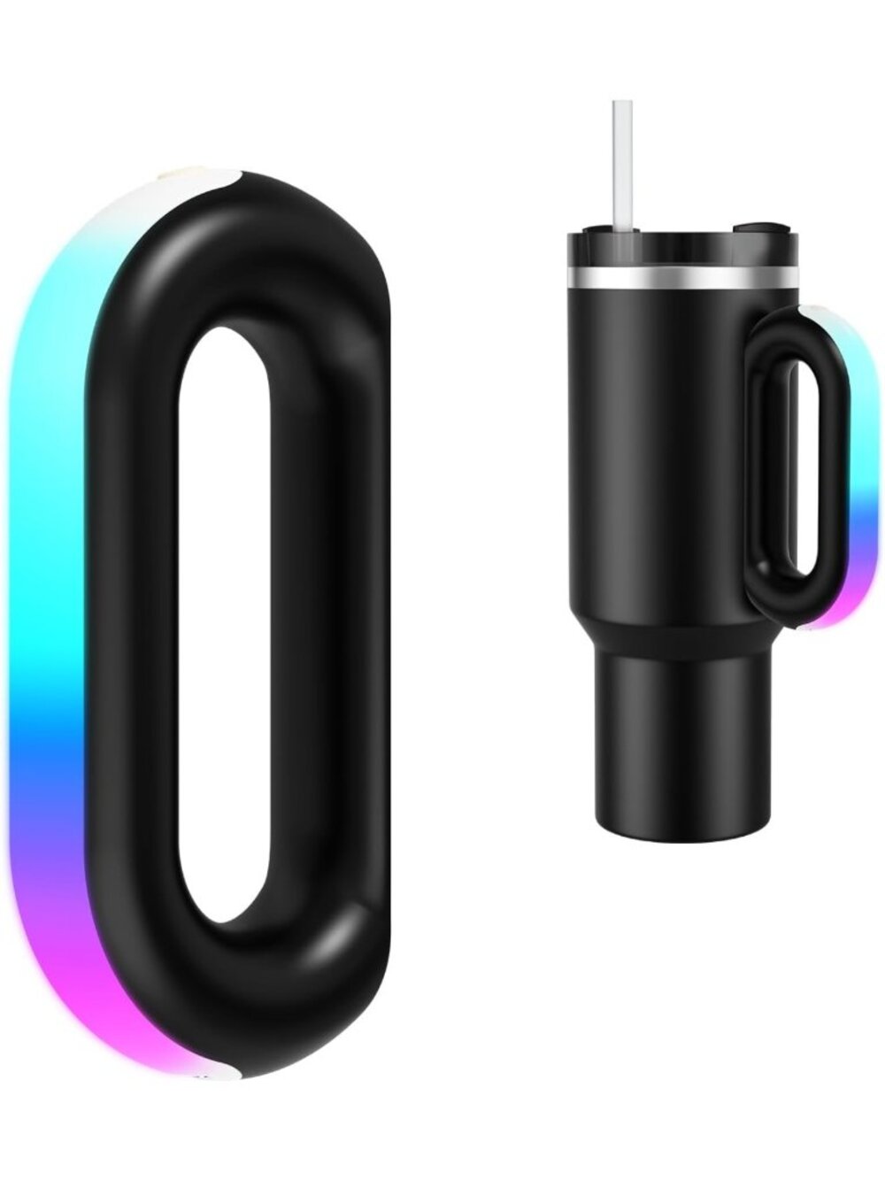 LED Light-Up Tumbler Handle for 40oz/30oz Cups - 7 Modes, Music Sync, Party Gift